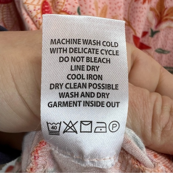 Spartina 449 Sleep Shirt Botanic Garden Peach Long Sleeve Size M Button Up - Picture 8 of 8